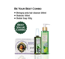 Combo Be Your Best — Shafair Plus + Bhringraj Amla Hair Cleanser + Shalocks Premium, 100 grammes + 200 ml + 100 ml