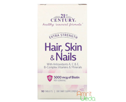 Hair, skin & nails Extra strength 21st Century, 90 comprimés