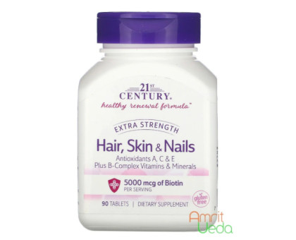 Hair, skin & nails Extra strength 21st Century, 90 comprimés